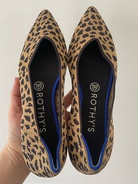 Rothy's The Point Leopard Cheetah Woven Washable Flats Size 7.5